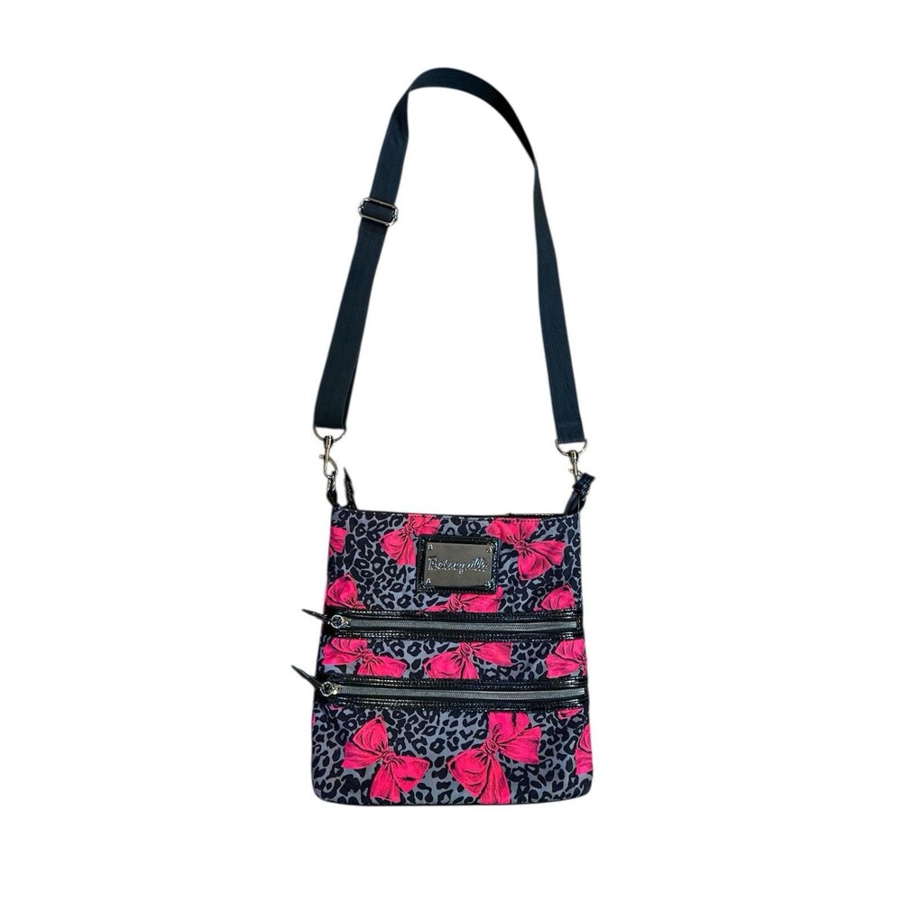 Nylon Pink Leopard Bow Betsey Johnson BETSEYVILLE Crossbody Purse Bag